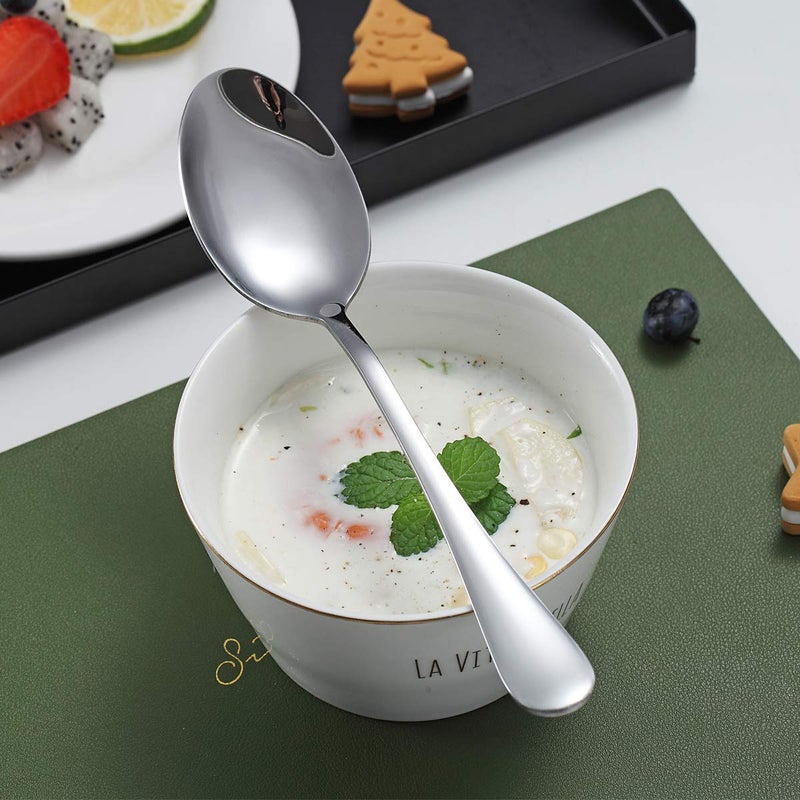 Kyraton 12 Pieces 7.5" Stainless Steel Table and Soup Spoons, Dishwasher Safe Set - Image 4